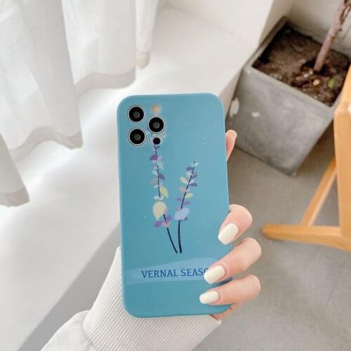 Retro magic branches Blue leaf art Japanese Phone Case For iPhone 12 11 Pro Max Xr Xs Max 7 8 Plus X 7Plus case Cute Soft cover