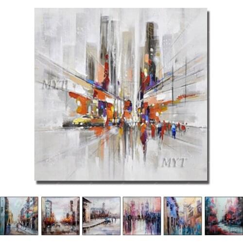 Hand Painted Abstract City View Oil Painting Modern Canvas Art Painting for Home Decoration Beautiful Art No Framed