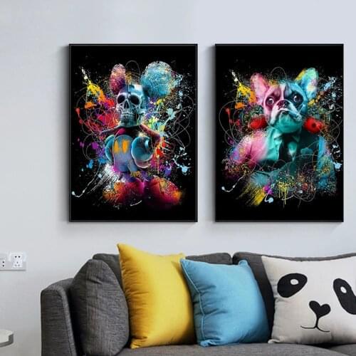 Modern Trippy Canvas Painting Abstract Animals Dogs Posters and Prints Wall Art Picture for Living Room Home Decoration Cuadros