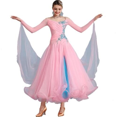 Standard Ballroom Dance Dresses 2019 High Quality short Sleeve Flamenco Dancing Skirt Women Cheap Stage Waltz Ballroom Dress