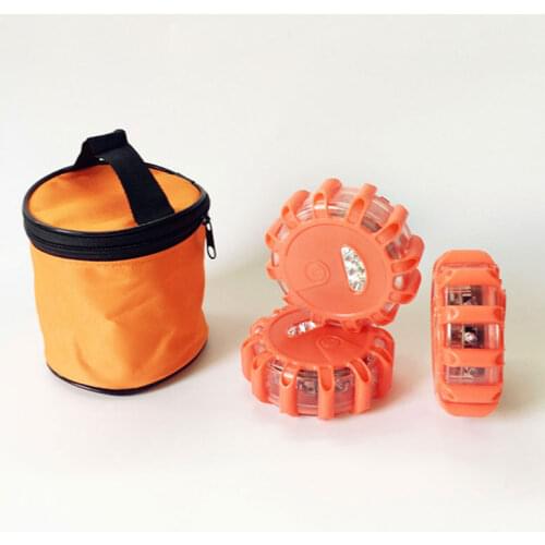 LED Road Flares Emergency Lights Roadside Safety Beacon Disc Flashing Warning Flare Kit with Magnetic Base & Hook for Car Boats