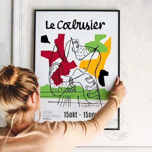 Le Corbusier High Quality Swedish Vintage Museum Original Poster, Stockholm Galleri Connection Exhibition Art Litographic Prints