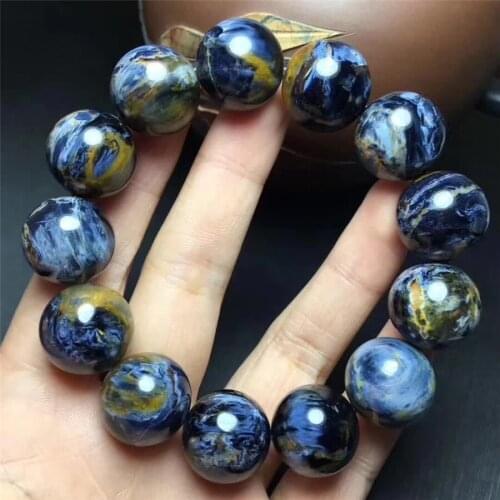 Genuine Blue Natural Pietersite Bracelet For Women Men Powerful Stretch Crystal Round Bead Bracelet 17mm AAAA