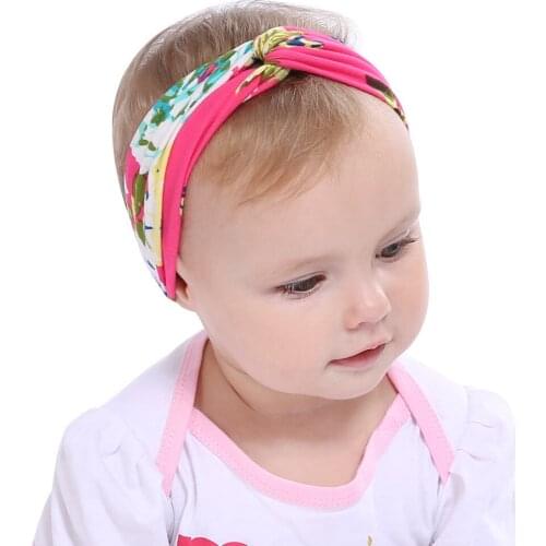 ON SALE 1PCS 2018 New Kids Cross Headband Girls elastic Headwrap turban Top peony flower Hair Band Girls Hair accessories