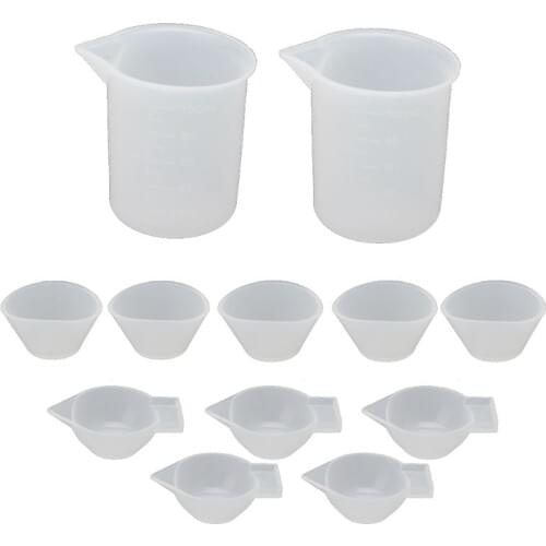 12Pcs Silicone Mixing Measuring Cups UV Resin Mold DIY Casting Jewelry Tool Kit