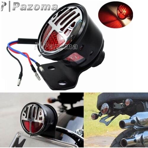 12V Motorcycle Rear STOP Tail Lamp Red Bates Brake Taillight for Harley Dyna Honda Custom Bobber Chopper Cafe Racre Street Bikes