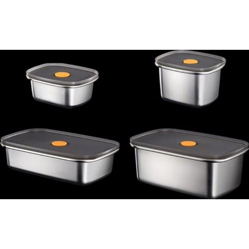 28EB Refrigerator Rectangular Stainless Steel Lunch Box Portable Food Storage Box Picnic Camping Outdoor Food Crisper Food