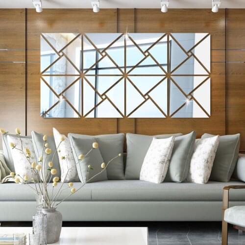 4pcs Special Square New Wall Stickers Mirror Stickers Various Combinations Nordic Decoration Aesthetic Room Decor