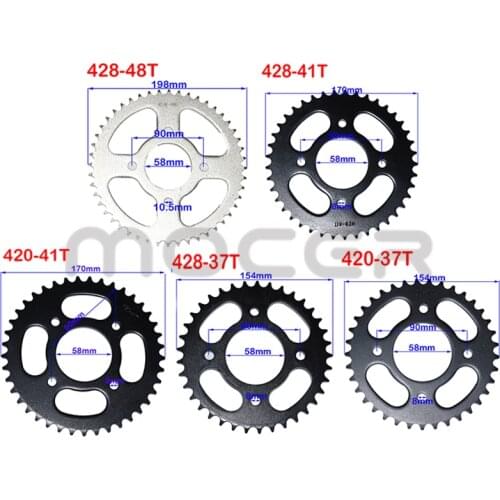 Motorcycle420/428 Chains 37 41 48 tooth 37T/41T/48T 58mm Sprockets Motorcycle ATV Chain Sprockets Rear Back Sprocket Cog