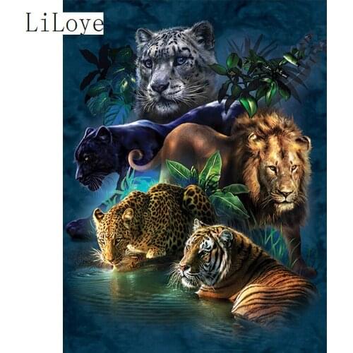LI LOYE DIY 5D Diamond embroidery with sequins Square Diamond painting mosaic drill beadwork Large Cats animal picture Art FZ397
