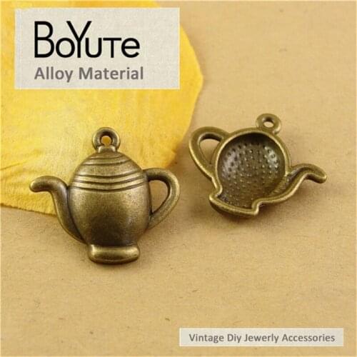 BoYuTe (60 Pieces/Lot) 20*22MM Vintage Charms Antique Bronze Plated Zinc Alloy Materials Teapot Pendant Diy Jewelry Makings