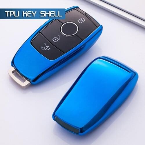 Blue Key Cover Fob Case TPU Smart Protective for Mercedes Benz 16-18 E S Class