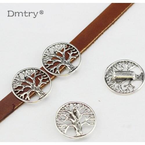 Dmtry 5pcs Ancient Silver Tree For Jewelry Making Findings Use With 8*1mm Leather DIY Jewelry Fits Original OHM Bracelet BB0018