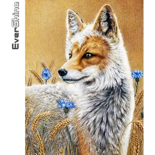 Evershine 5D DIY Diamond Painting Fox Cross Stitch Autumn Diamond Embroidery Animal Handicrafts Home Decorations