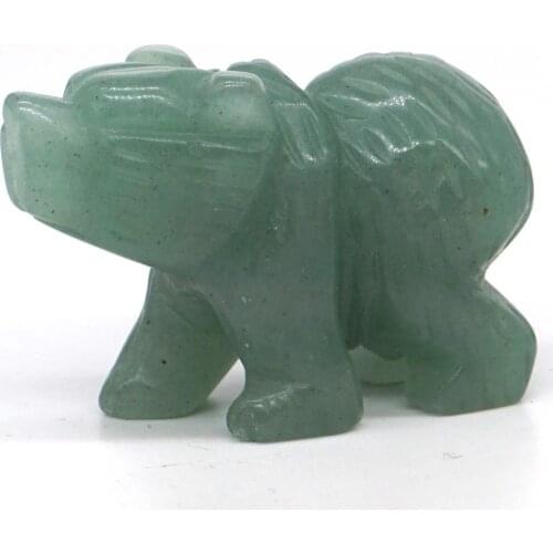 Bear Figurine 2" Natural Gemstone Green Aventurine Crystal Healing Reiki Statue Rock Decor