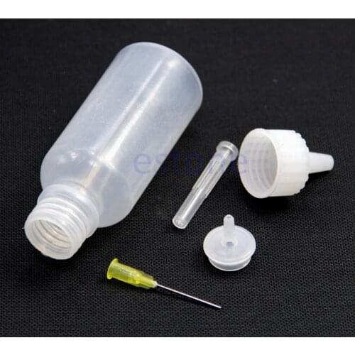 5x 50ml Plastic Clear Liquid Bottle For Rosin Solder Flux Paste With 1 Needle New Refillable Bottles Squeeze Transparent New