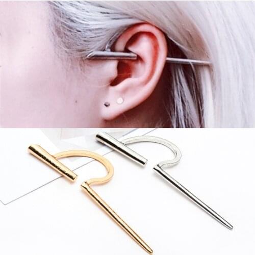 Geometry C Shape Clip Earring Without Pin Unpierceable Gold Jewelry For Women Fashion Trendy Gift