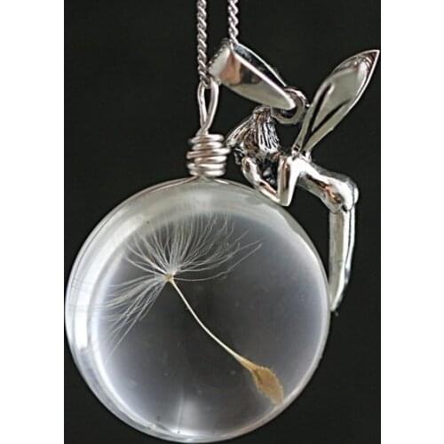 Exquisite Silver Plated Angel Flower Fairy Dandelion Necklace for Women Fashion Simple Long Chain Birthday Party Gifts Jewelry