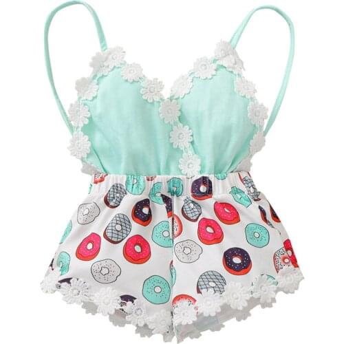 Baby Girls Romper Flower Tassels Trim Bodysuit Strap Backless Jumpsuit Outfits Set Rainbow Printe Summer Clothes