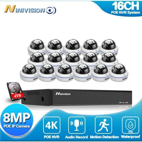 NINIVISION 4K Ultra HD 16CH NVR Kit H.265+ CCTV Security System 8MP CCTV System IR Night Vision Video Security Surveillance Kits