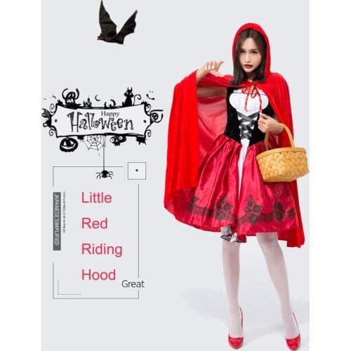 Little Red Riding Hood Cloak Fairy Tale Halloween Cosplay Costume Lively Girls Warm Red Dress Japanese Party Vampire Cos Costume