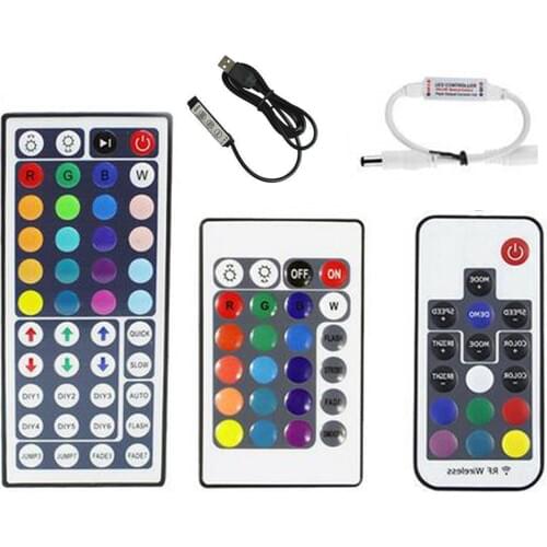 Mini 3/24/44 Key IR RF USB RGB Remote Wireless Controller Dimmer Dynamic Mode Infrared For RGB SMD 3528 5050 LED Strip Lights