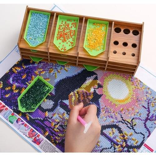 5d DIY Diamond Painting Multi-Layer Wooden Rack Tool Storage Tray Drilling Pen Organizer Diamond Embroidery Accessorie 8-15 Gri