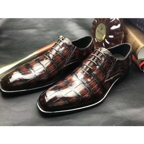 100% Genuine real crocodile belly skin shinny 2 colors leather men shoe durable solid crocodile skin men dress shoe official