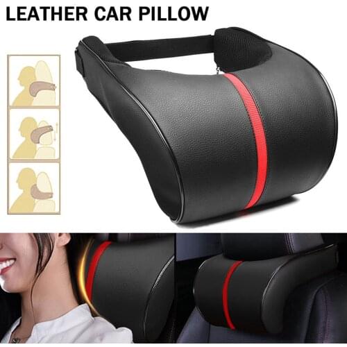 Soft Memory Foam Auto Car Seat Head Pillow Neck Protector Headrest Cushion Pad PU Adjustment Auto Neck Rest Lumbar Pillows