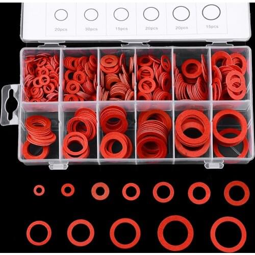 600pcs 12 Sizes Red Steel Paper Fiber Flat Washer Kit Insulation Washer Gasket Nut & Bolt Set With Plastic Box