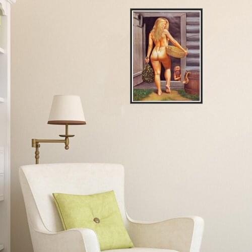 Paste Diamond Painting Decal Art Crystal Self-Adhesive Clip Paste Bathroom Decoration Bathroom Nude Woman Back JU0054