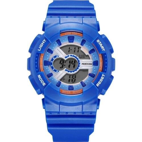 Wholesales blue TPU strap sport watch kids digital watch
