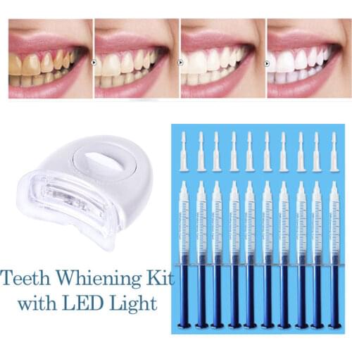 Teeth whitening 44% Peroxide Dental Bleaching System Gel Kit Bright Teeth Whitener Dental Equipment 10/6//3pc with Led lights