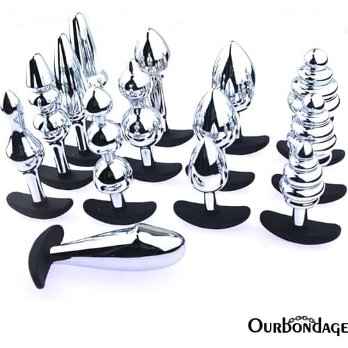 Ourbondage 13 Types Alloy Anal Plug Butt Plug Silicone Anchor Handhold Dilator Set For Woman Men Gay Sex Toys