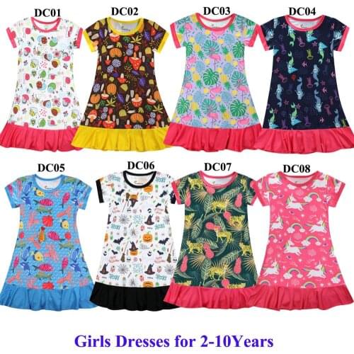 Girls Dresses Fashion Girl Dress Flamingos Floral Design Baby Girls Dress Kids Dresses For Girls Casual Wear Children Clothing