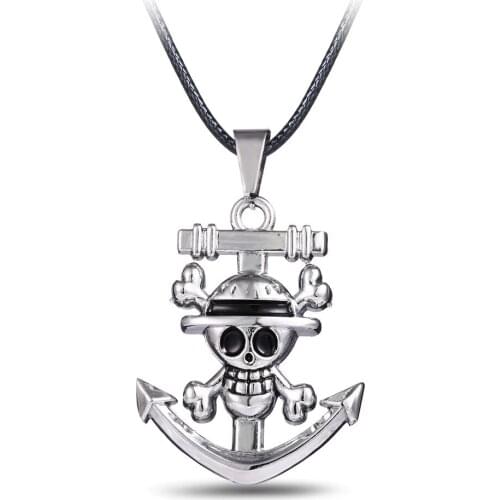 Necklace Titanium Anchor Skull Pendant Jewelry 45cm Rope Chain Necklace One Piece Gift Boyfriend