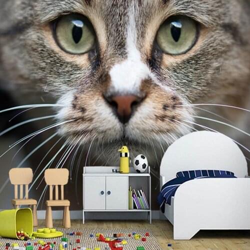 Custom papel de parede infantil, cat gaze animal murals for living room bedroom sofa background decorative waterproof wallpaper