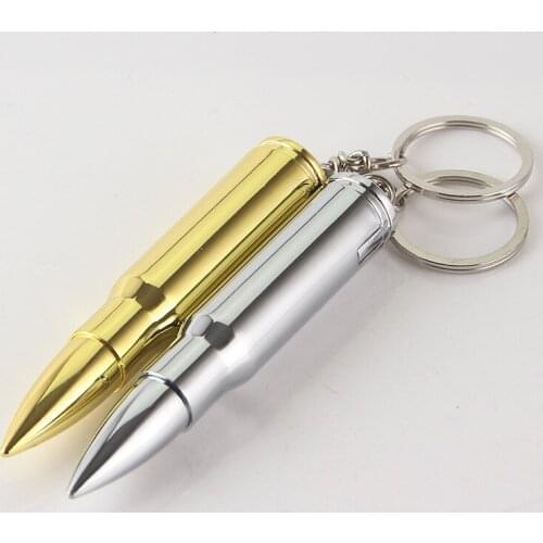 Bullet Grinding Wheel Open Fire Butane Gas Lighter Key Chain Pendant Lighter