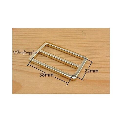 Strap adjuster rectangle sliders alloy light gold 38 mm 1 1/2 inch 10pcs U138
