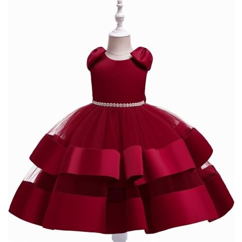 Christmas Kids Dress For Girls Ceremony Wedding Costume Girl Bow Pageant Formal Gown Children Birthday Party Clothes