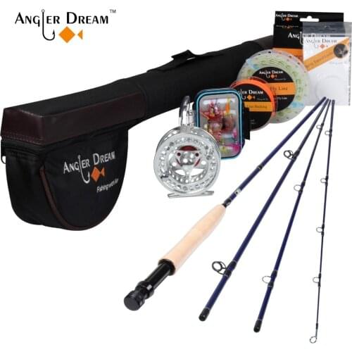 Angler Dream Fly Fishing Combo 3WT Carbon Fiber Fly Rod with Aluminum Reel Weight Forward Floating Fly Line Kit & Rod Tube