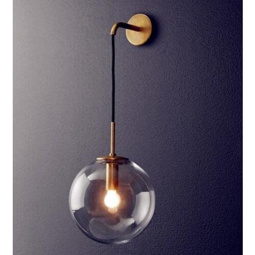 Nordic Modern LED Wall Lamp Glass Ball Bathroom Mirror Beside American Retro Wall Light Sconce Wandlamp Aplique Murale xu