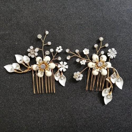 SLBRIDAL Vintage Baroque Style Alloy Crystal Rhinestones Flower Bridal Hair Comb Set Wedding Hair Accessory Women Hair Jewelry