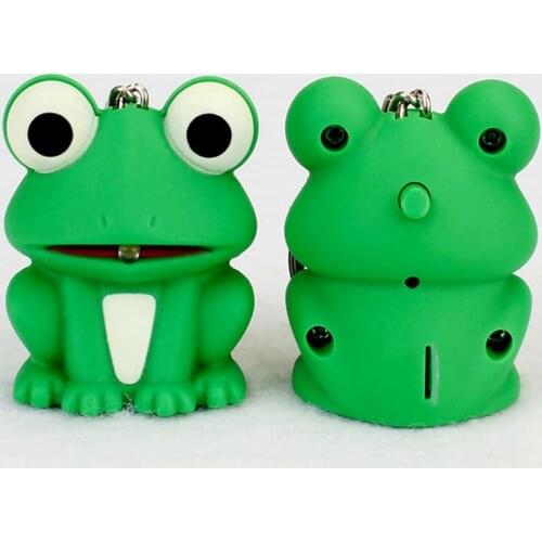 Funny Lovely Green Frog Key Chain With LED Light Sound Keyrings Kids Toy Gift Decorate Bag Keychains Beautiful Keyring