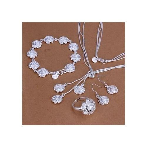 Factory price top quality 925 sterling silver square jewelry sets necklace bracelet bangle earring ring SMTS267