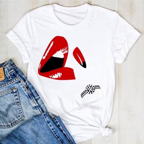 Lady Graphic T Shirt Female Tee T-Shirt T-shirts Top for Women Love Cartoon Cute Clothes Fingernail Nail Art Clothing Print