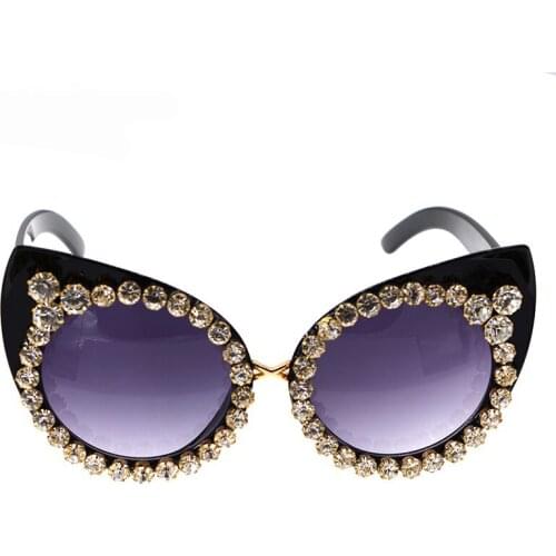 Ladies Designer Shinny Crystal Cat Eye Sunglasses New Brand Girl Rhinestones Sunglasses Summer Beach Party Glasses Gifts
