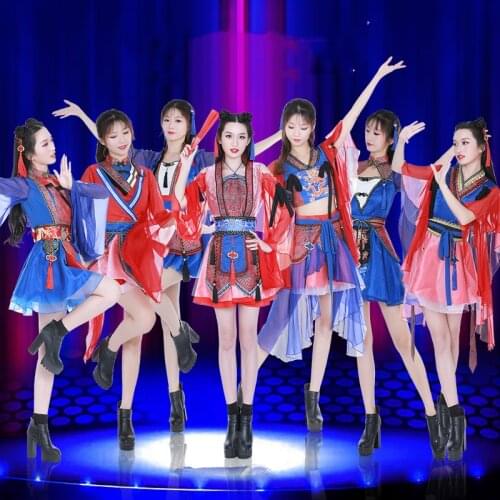 WomenS Group Gogo Hip Hop Dance Costumes Chinese Folk Dance Costume Stage Performance Cosplay Costume Festival Outfits DN7464