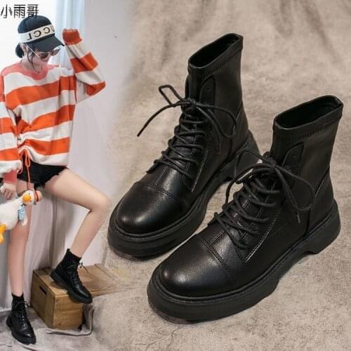 Womens Classic All-match Comfortable Boots Spring and Autumn Leather Soft Round Toe Rubber Outsole Women Short Boots Size 35-40