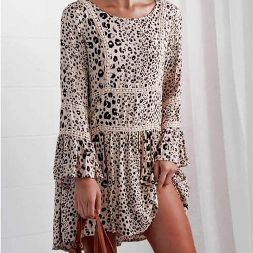 Women Casual Spring Summer Dresses 2021 New Fashion Trend Pregnancy Female Leopard Ruffles Costumes Above Knee Elegant Vestidos